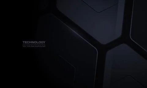 Abstract modern technology black background with geometric 3D shapes. Illustrazione stock