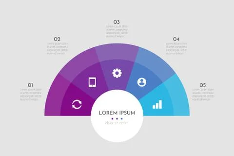 Abstract modern template for creating infographics with 5 options Illustrazione stock