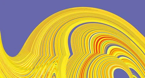 Abstract modern Very Peri background with fluid luminous shiny yellow waves. Illustrazione stock