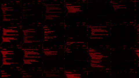 Abstract modern virtual computer script on black background, seamless loop Stock Footage 144370356