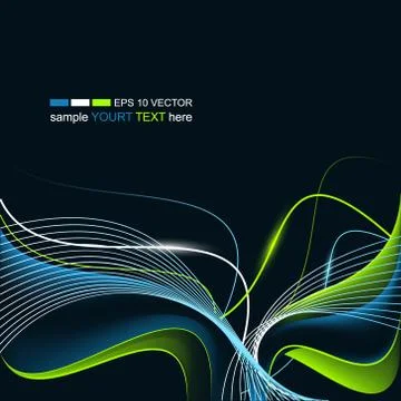 Abstract modern wavy background with glowing lines and place for your text. V Stock Illustration