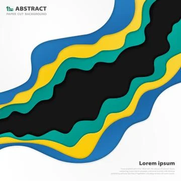 Abstract modern wavy pattern style of colorful paper cut background. Illustrazione stock