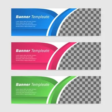 Abstract modern web banner collection, header cover design template, three co Stock Illustration
