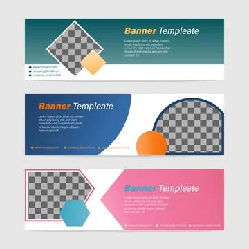 Abstract modern web banner collection, header design template, three color gr Stock Illustration