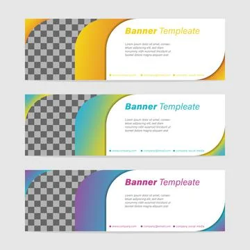 Abstract modern web banner collection, header cover design template, three co Stock Illustration