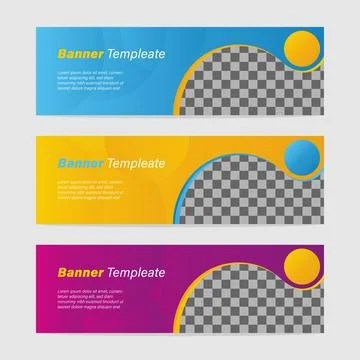 Abstract modern web banner collection, header cover design template, three co Stock Illustration