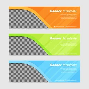 Abstract modern web banner, header design template, three color gradient Stock Illustration