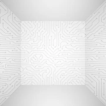 Abstract modern white technology 3d vector background with circuit board pattern 库存插图