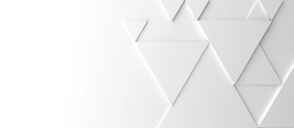 Abstract modern white triangle background with space for text, 3d rendering Stock Photos