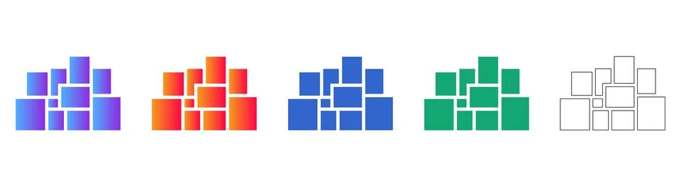Abstract Modular Block Grid Layout Icons 库存插图
