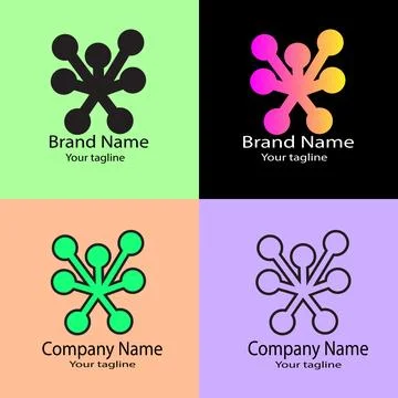 Abstract Molecular Connection Logo Stock Illustration