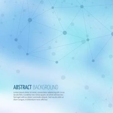 Abstract molecular geometric structure with connected dots and lines on blurred イラスト素材