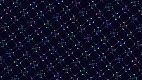 Abstract molecular lattice network pattern background with colorful nodes in Vídeos de archivo 333170548