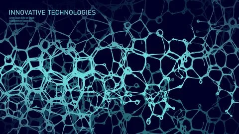Abstract molecular network structure. Interconnected organic shapes create a Stock-Illustration