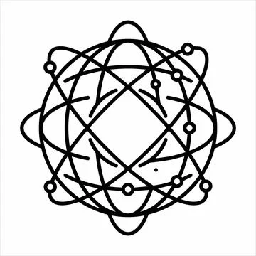 Abstract molecular orbit structure icon full details prompt 8K ultra quality Stock Illustration