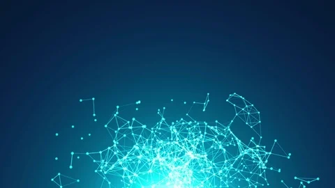 Abstract molecular structure in 3D space on dark blue background. Looped Stock Footage 75473210