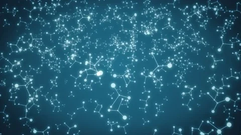 Abstract molecular structure in 3D space on dark blue background Stock Footage 83145469