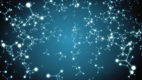 Abstract molecular structure in 3D space on dark blue background 3d illustrat 스톡 일러스트