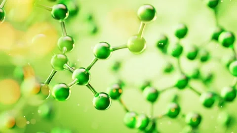 Abstract molecular structure background with green atomic bonds and glowing.. Video stock 332151326