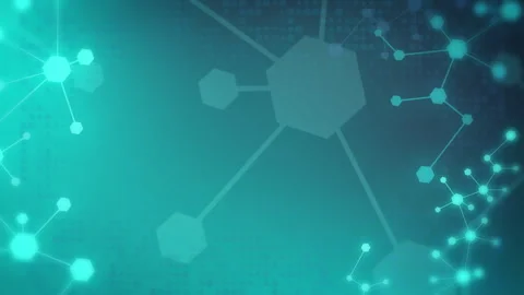 Abstract molecular structure background with teal hexagonal network Video stock 330242068