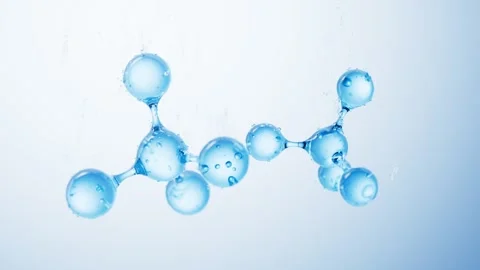 Abstract molecular structure movement in clear blue liquid, scientific mode.. Stock Footage 332222867