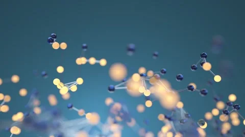 Abstract molecular structure moving on a teal background with depth of fiel.. Video stock 327109067