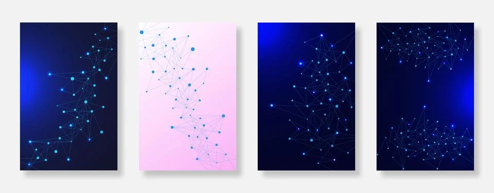 Abstract molecular structure poster background set Stock Illustration