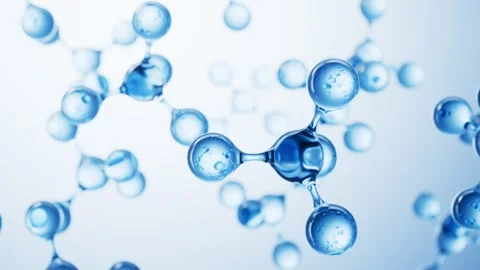 Abstract molecular structure slowly rotating on blue background with bokeh 스톡 동영상 327114253