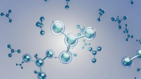 Abstract molecular structures floating in a background, science and chemistry Illustration