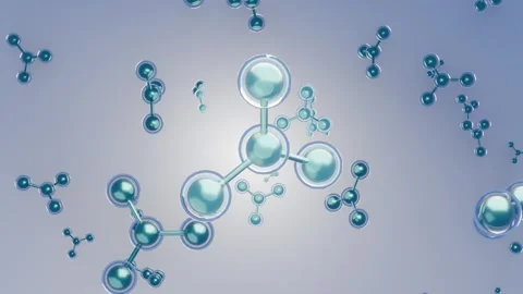 Abstract molecular structures floating in a gradient background, science Vidéo 332509944