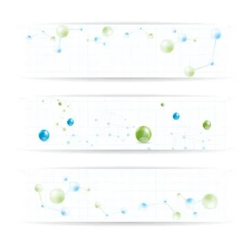 Abstract molecule banner set Stock Illustration