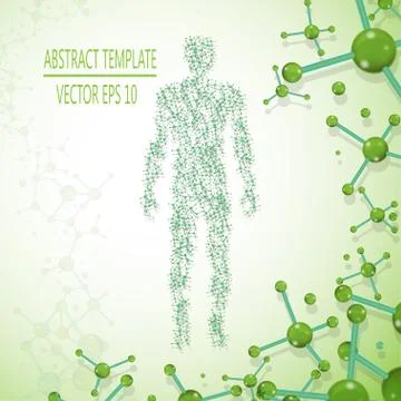 Abstract molecule based human figure concept, vector illustration Illustrazione stock