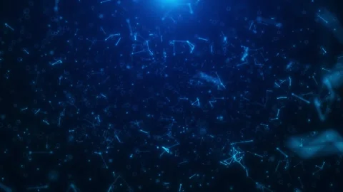 Abstract molecule data network visual cyan node links, floating particle cluster Stock Footage 340571057
