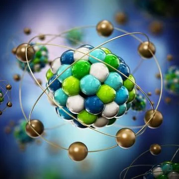 Abstract molecule model consisting of colored spheres. 3D illustration Abs... Stock-Fotos