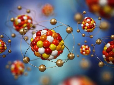 Abstract molecule model consisting of colored spheres. 3D illustration Abs... Stock-Fotos
