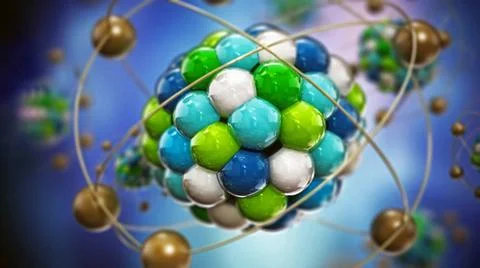 Abstract molecule model consisting of colored spheres. 3D illustration Abs... 스톡 사진