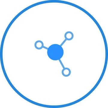 Abstract Molecule Network Connection Symbol in Blue Circle Frame Illustration Stock Illustration