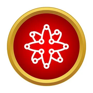 Abstract molecule or network connection icon on red button Stock Illustration