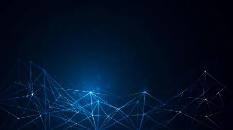 Abstract molecule structure on dark blue color background Stock Illustration