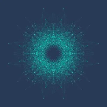 Abstract molecule structure. DNA helix, DNA strand, molecule or atom, neurons Stock Illustration