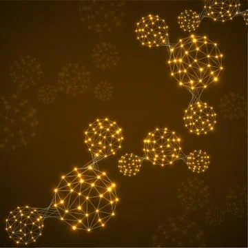 Abstract molecule structure of polygonal sphere, network connections. Vector 스톡 일러스트