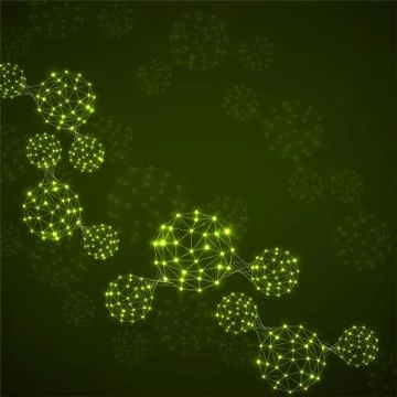 Abstract molecule structure of polygonal sphere, network connections Illustrazione stock