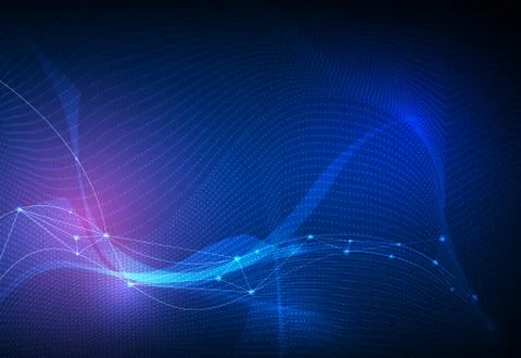 Abstract Molecules and 3D Mesh with Lines, wavy pattern Illustrazione stock