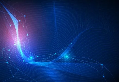 Abstract Molecules and 3D Mesh with Lines, wavy pattern イラスト素材