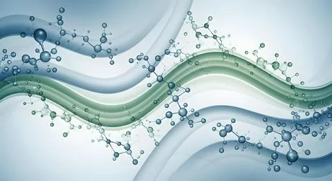 Abstract molecules and wavy background, science, chemistry, healthcare, tec.. イラスト素材