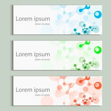 Abstract molecules banner design. Vector cover template Stock Illustration