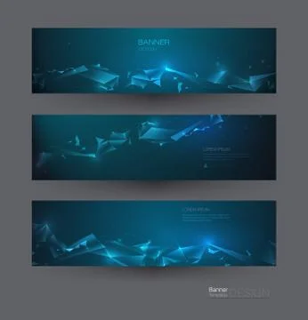 Abstract Molecules banners set. Technology concept for web banner template Stock Illustration