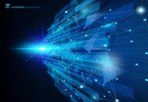 Abstract molecules blue virtual technology concept futuristic digital with li 스톡 일러스트