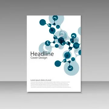 Abstract molecules brochure design. Vector cover template Stock Illustration