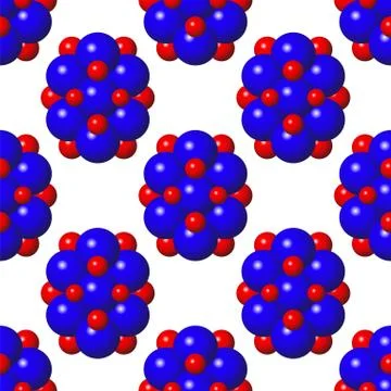 Abstract Molecules Design. Blue Red Spheres Seamless Pattern. Molecular Stock Illustration